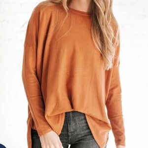 BOHO BOUTIQUE RUST ORANGE SWEATER 
WITH POCKETS S/M